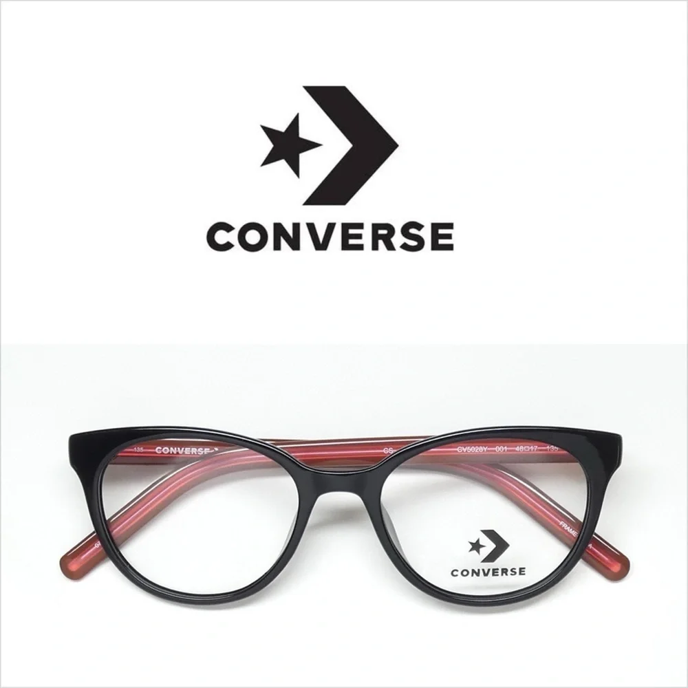 Converse Girls Readers Glasses in Black with Red Accent.  Size: 48-17-135